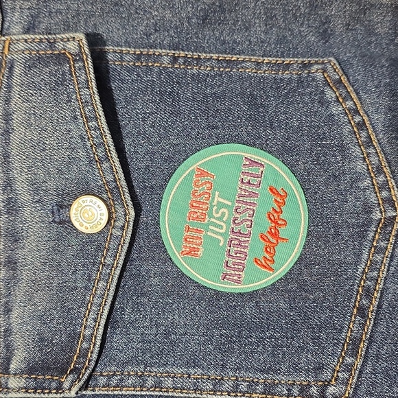 Upcycled Denim Jean Jacket with Strawberry Graphic - Picture 8 of 12